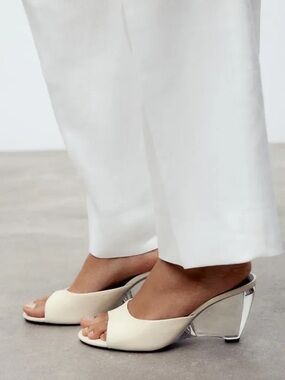 ZARA Leather mules with a clear wedge heel 8 (39)
